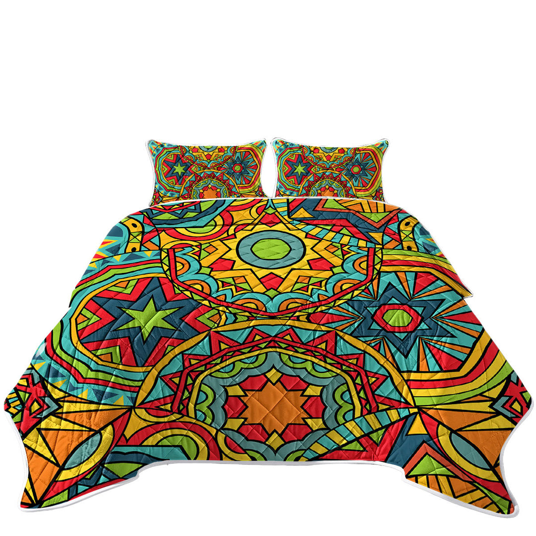 Green Red Blue Messy Abstract Summer Quilt