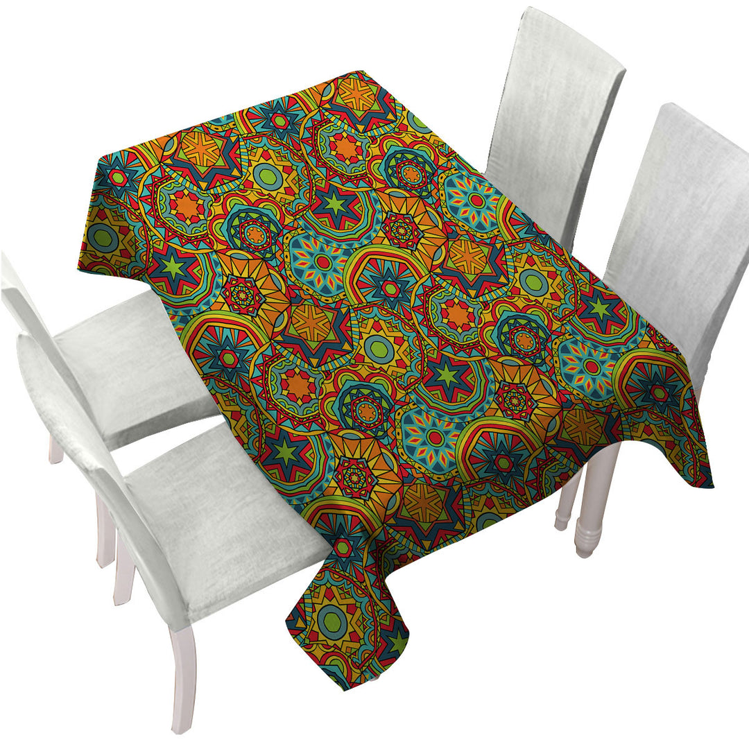 Green Red Blue Messy Mandalas Custom table Covers