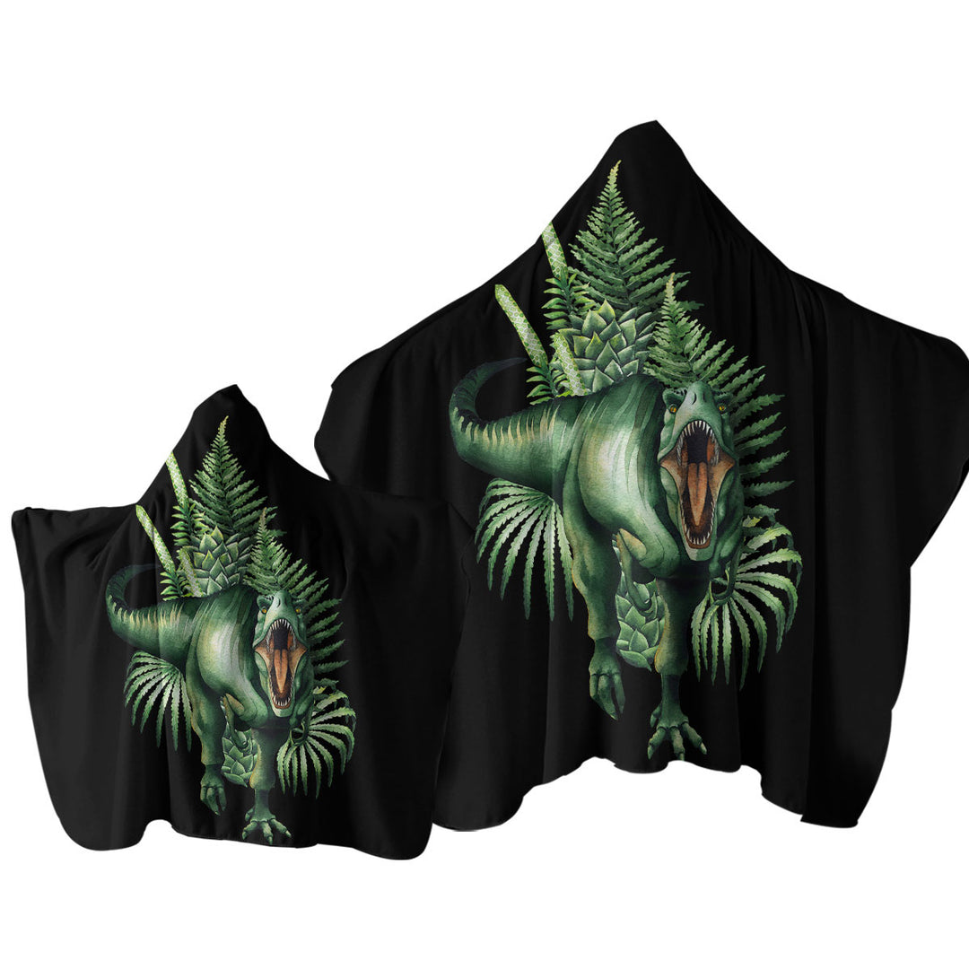 Green Scary Dinosaur Hooded Beach Towel