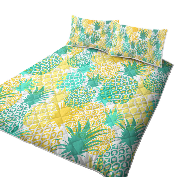 Green and Yellow Pineapples King Quilt