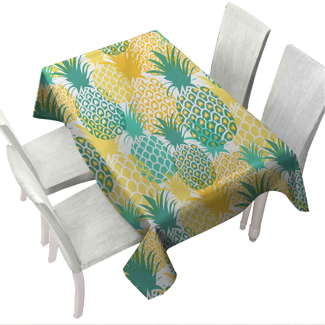 Green and Yellow Pineapples Tablecloths