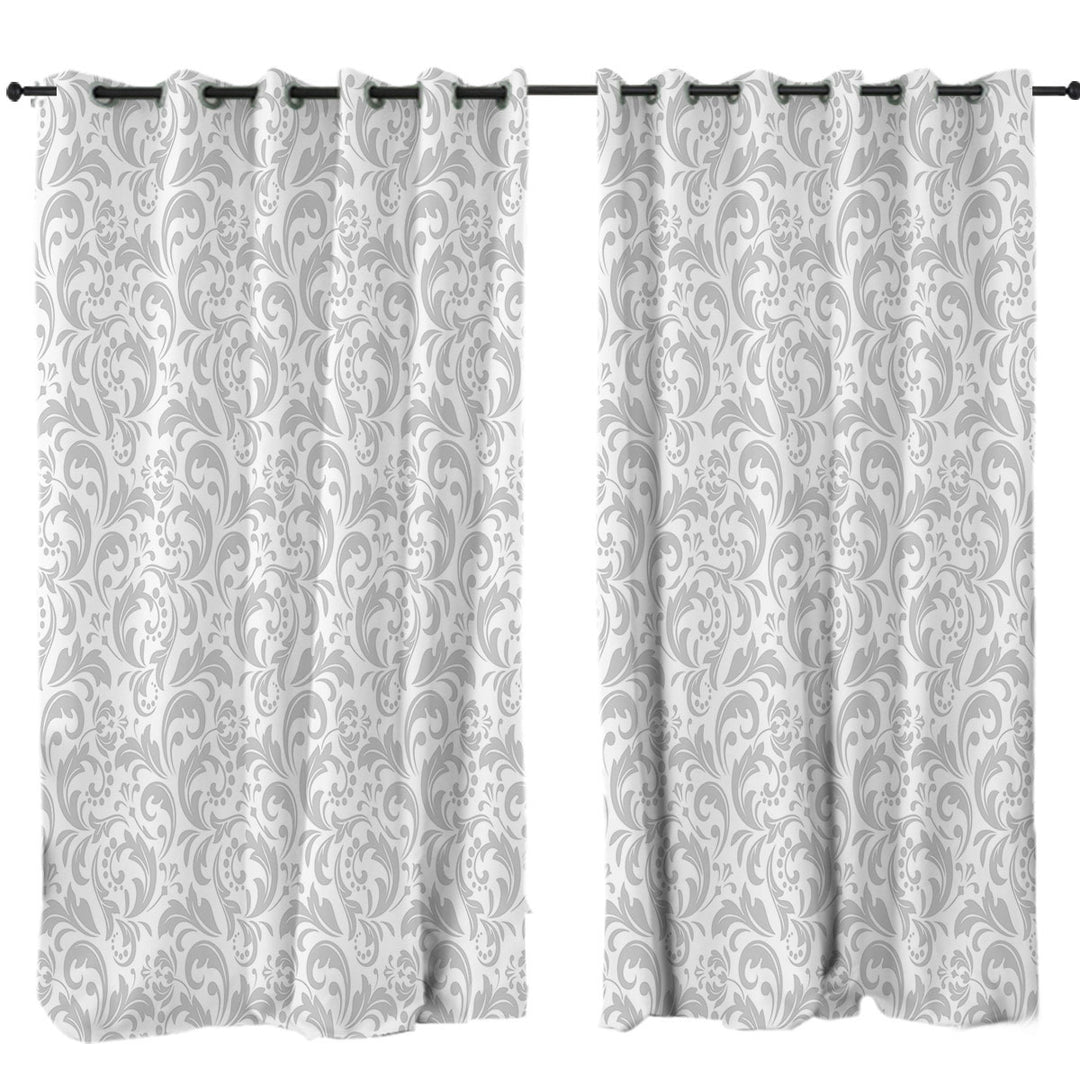 Grey Pattern of Royal Floral Curtains