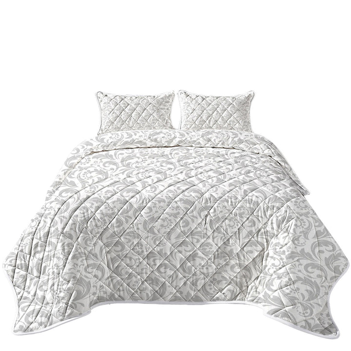 Grey Pattern of Royal Floral Quilt