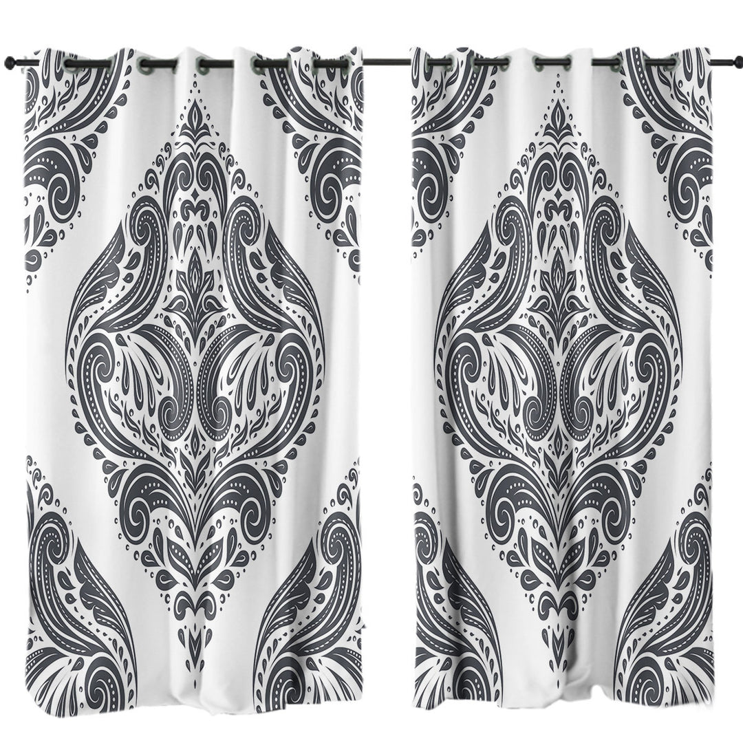 Grey Royal Floral Drapes for Living Room