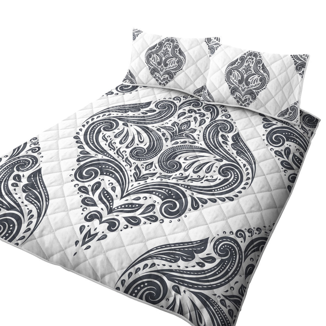 Grey Royal Floral King Quilt