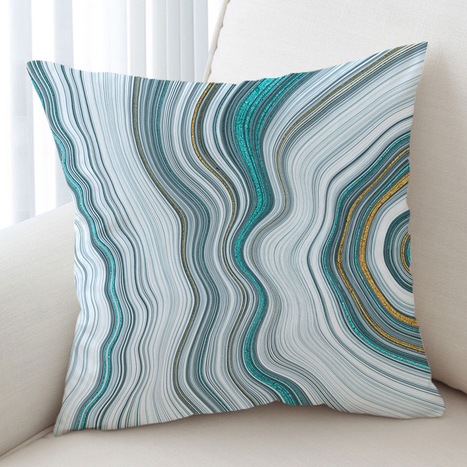 Greyish Blue and Golden Marble Cushion