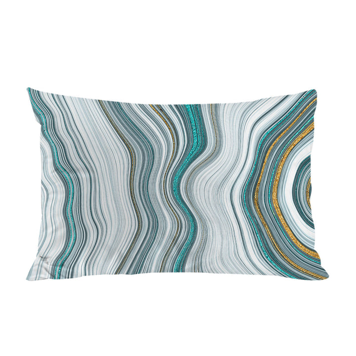 Greyish Blue and Golden Marble King Pillow Cases