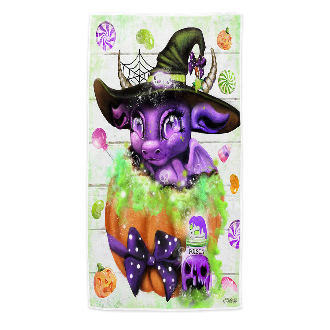 Halloween Beach Towels Witchy Halloween Lil Dragon