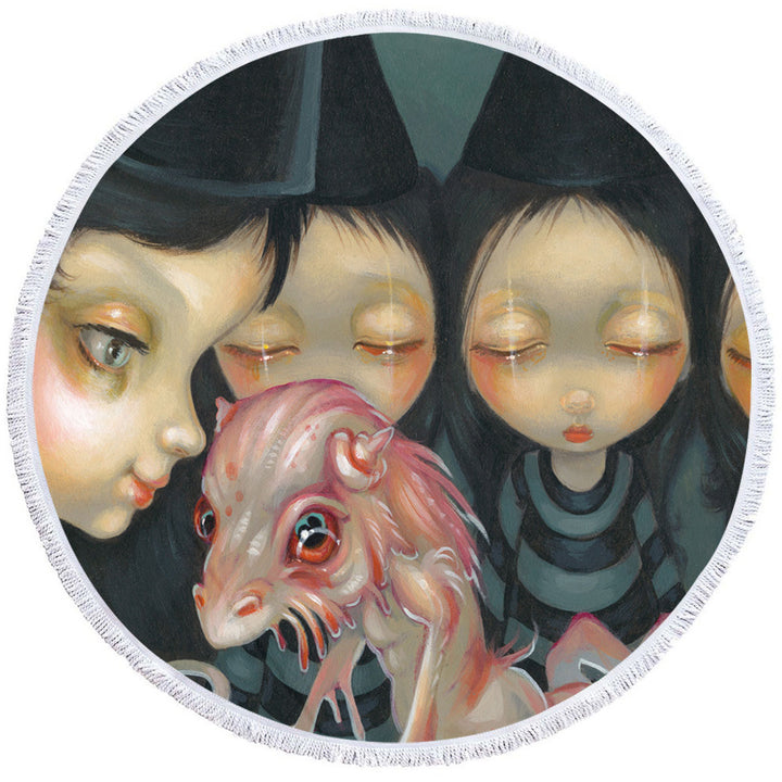 Halloween Big Beach Towels Witchy Sisters the Pet Bizarre Dragon