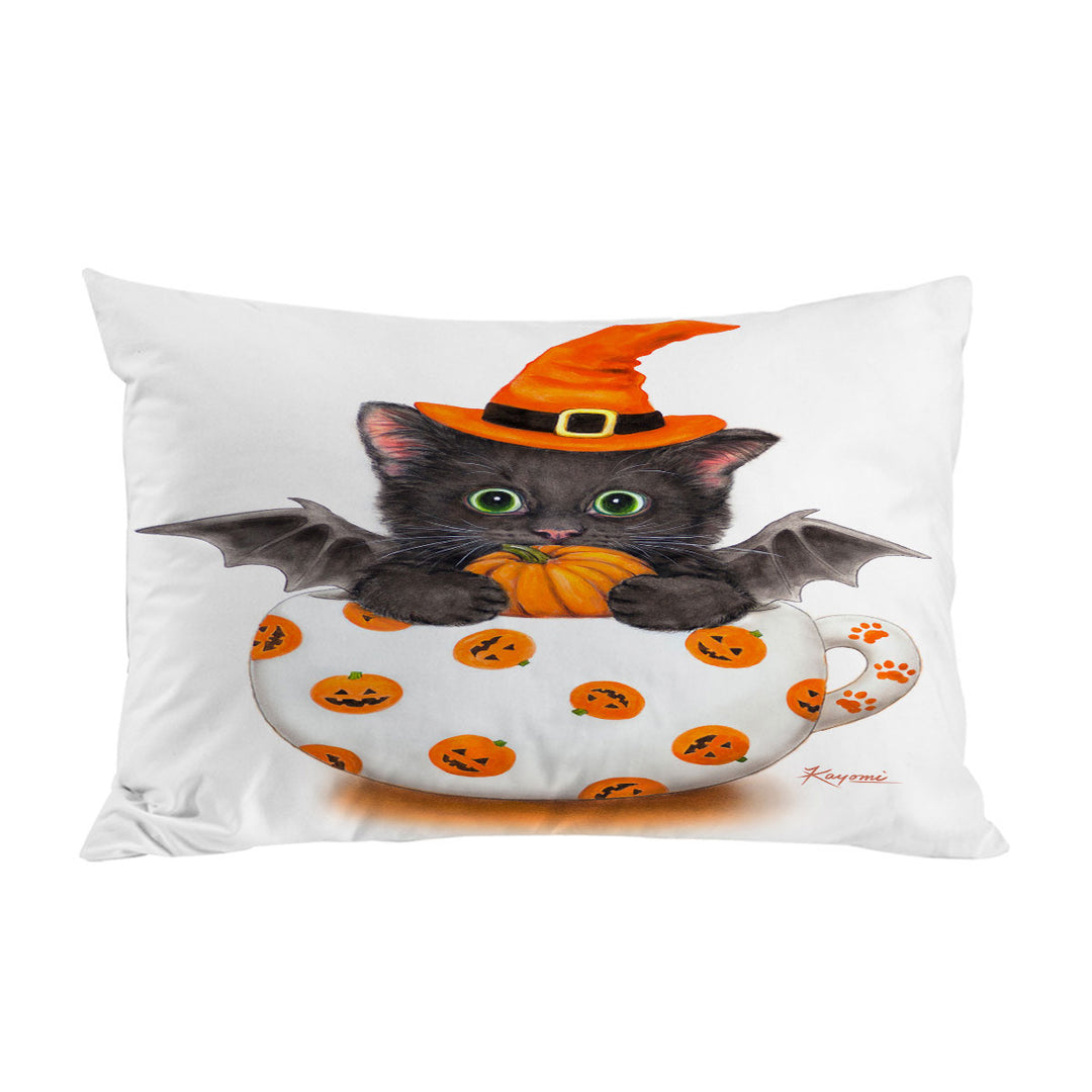 Halloween Cat the Pumpkin Cup Bat Kitten Pillow Cases