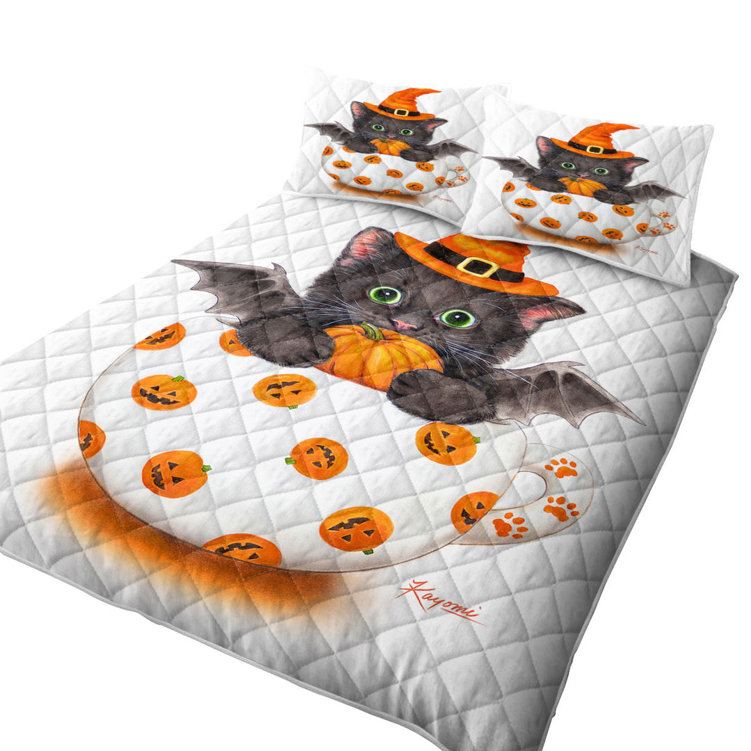 Halloween Cat the Pumpkin Cup Bat Kitten Quilts