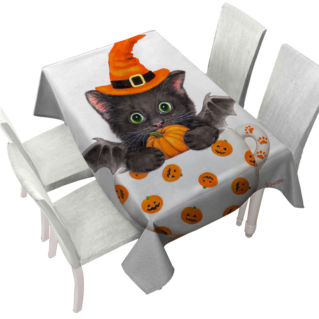Halloween Cat the Pumpkin Cup Bat Kitten Tablecloth