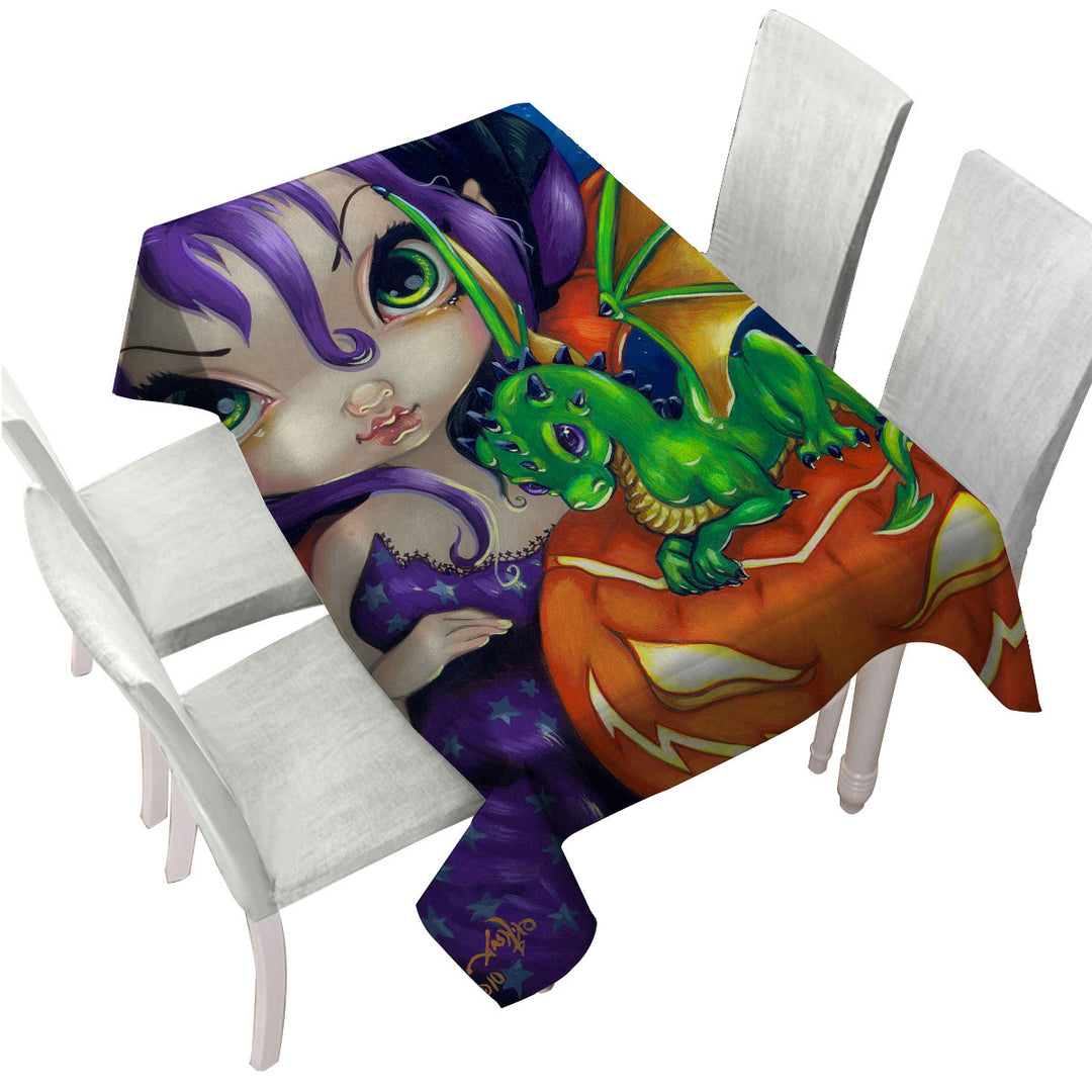 Halloween Darling Dragonling Fairy and Cute Dragon Custom table Covers