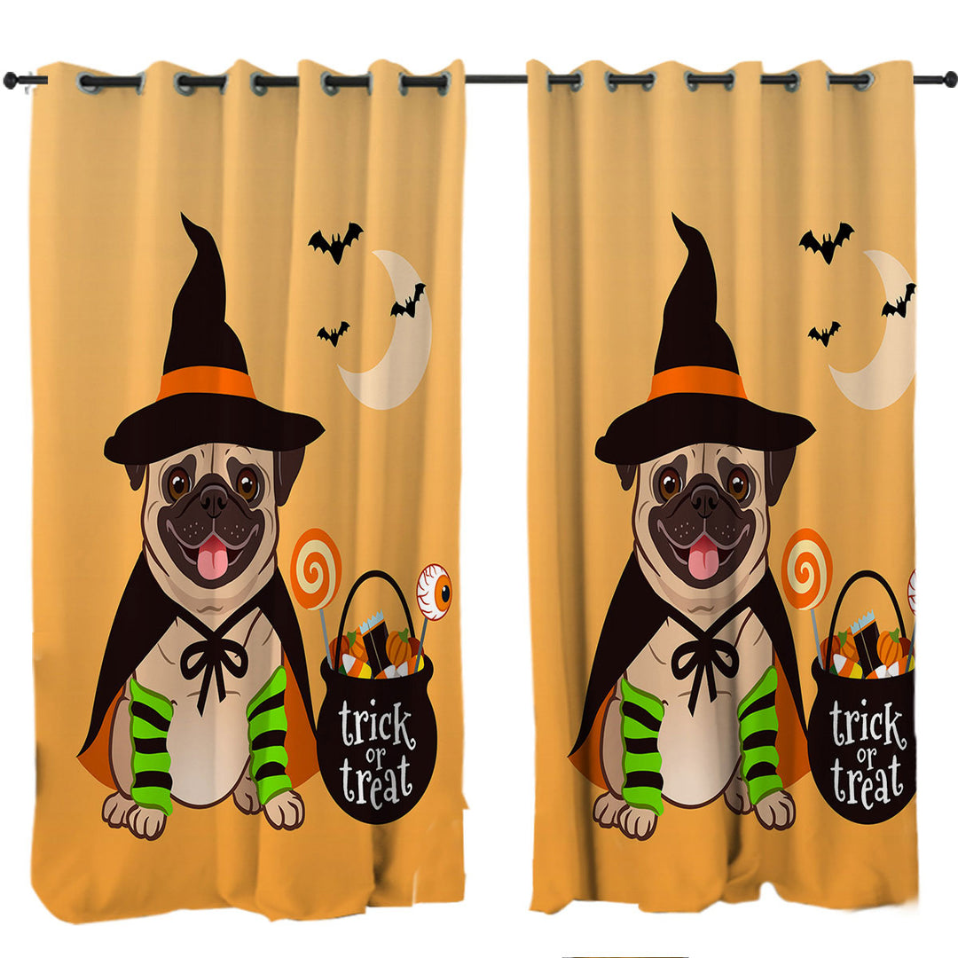 Halloween Pug Eyelet Curtains