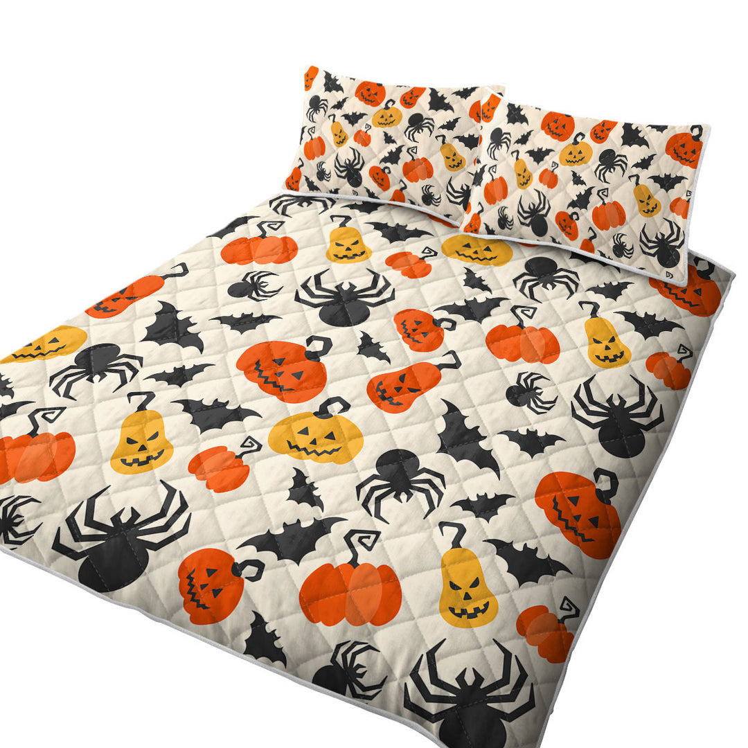 Halloween Scary Pumpkins Bats and Spiders Coverlet