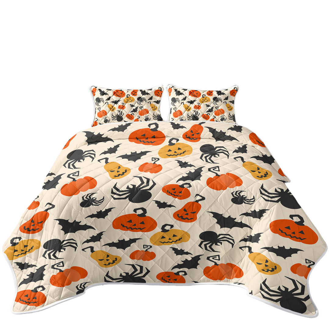 Halloween Scary Pumpkins Bats and Spiders Coverlets