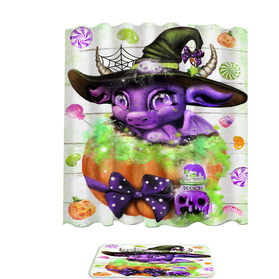 Halloween Shower Curtains Witchy Halloween Lil Dragon