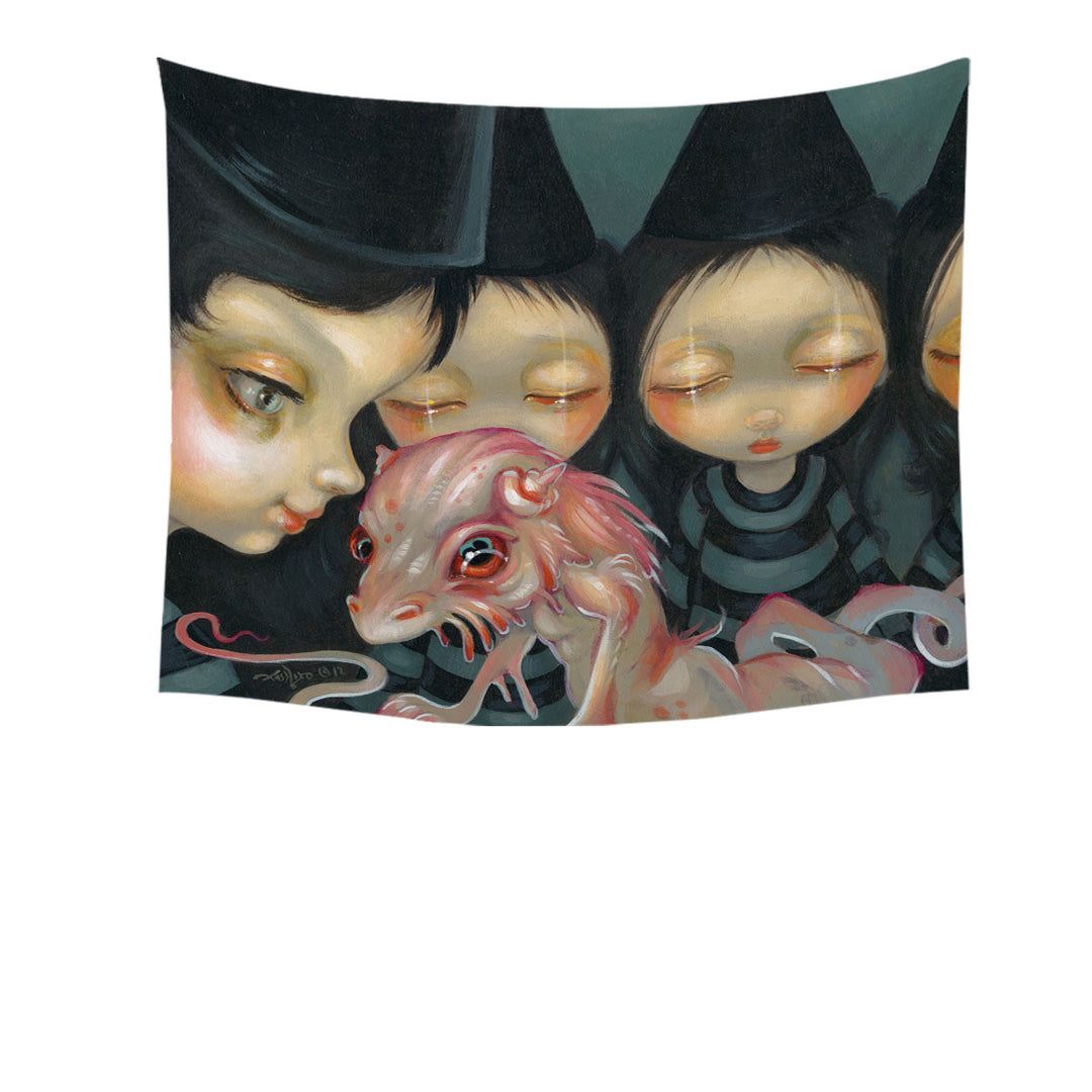 Halloween Tapestry Witchy Sisters the Pet Bizarre Dragon