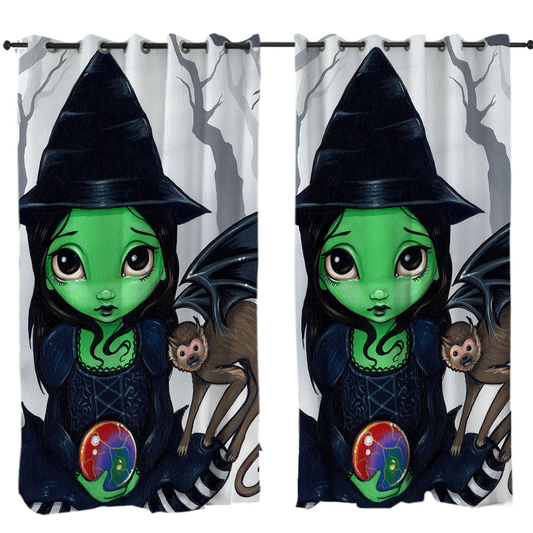 Halloween Theme Wicked Witch and Her Flying Monkey Drapery