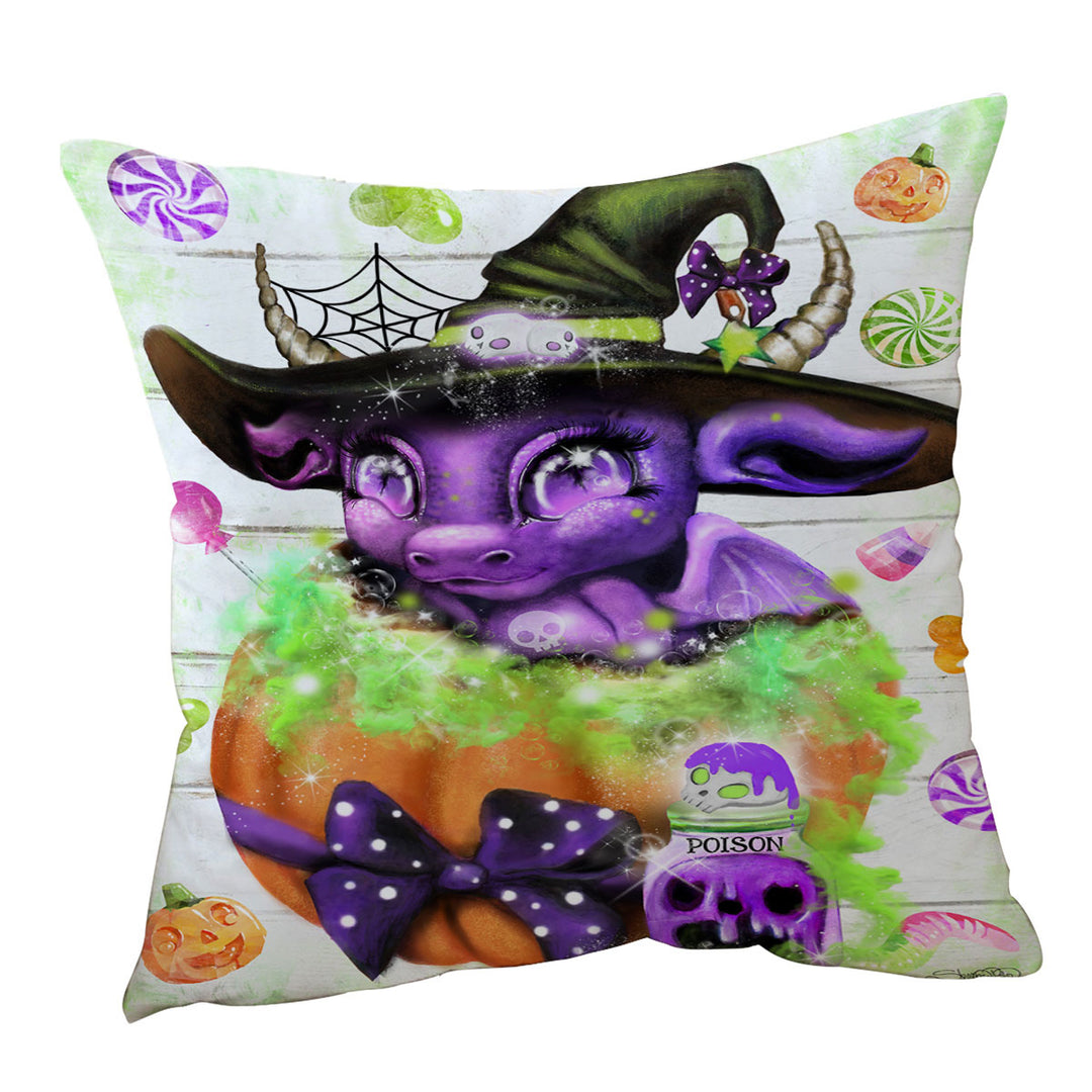 Halloween Throw Pillows Witchy Halloween Lil Dragon
