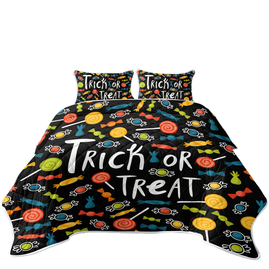 Halloween Trick or Treat Candies King Size Quilt Sets