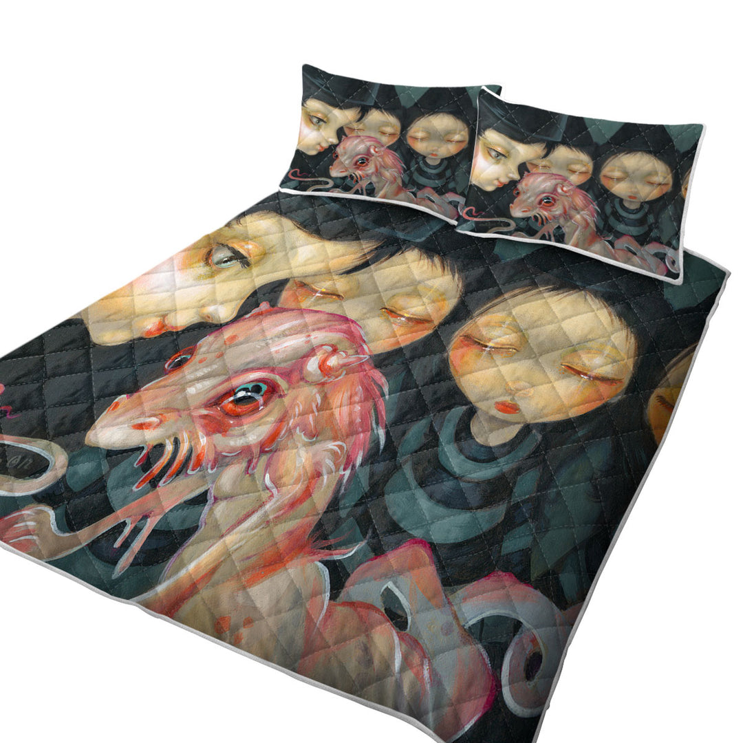 Halloween Witchy Sisters the Pet Bizarre Dragon Coverlets