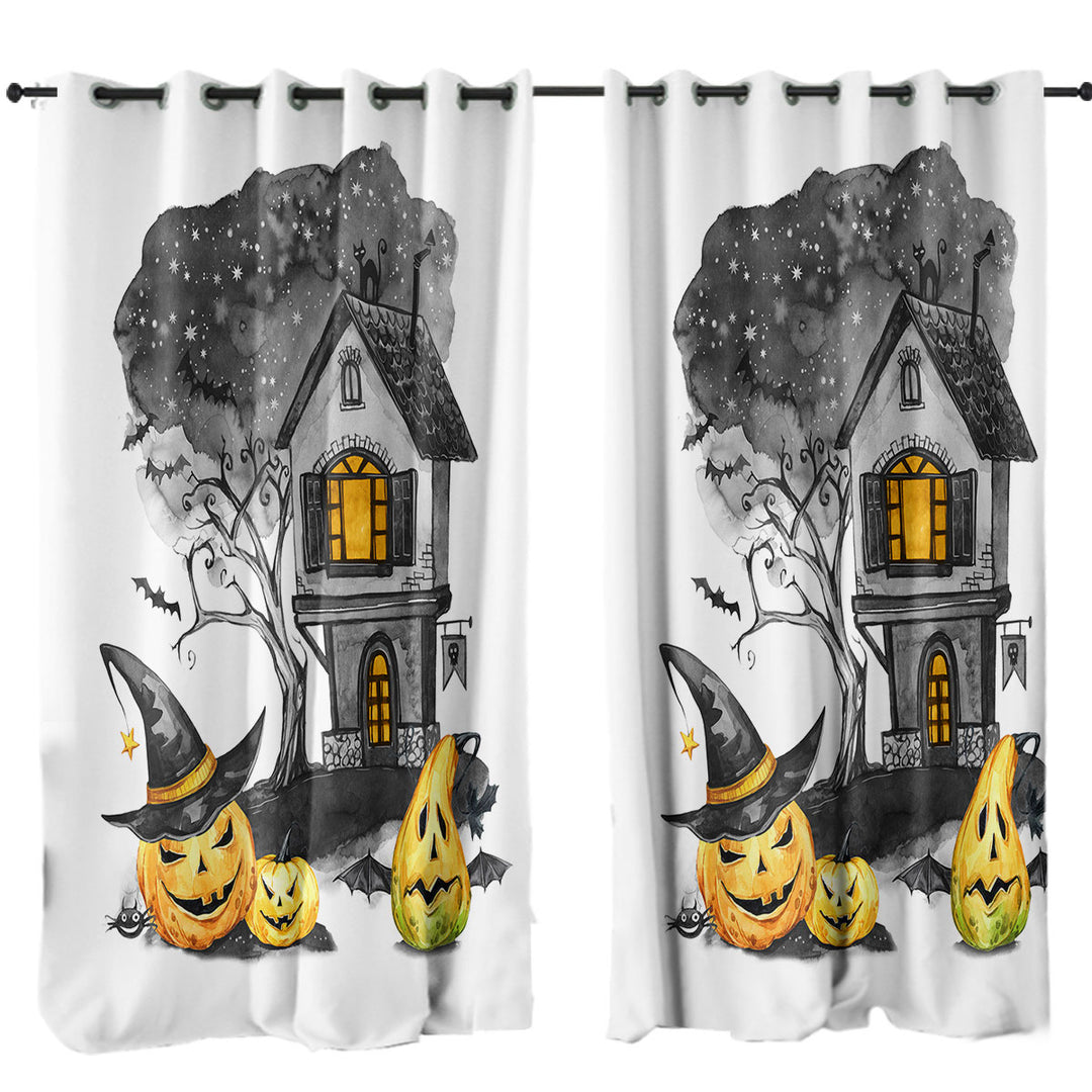 Halloweens Haunted House Curtains for Living Room
