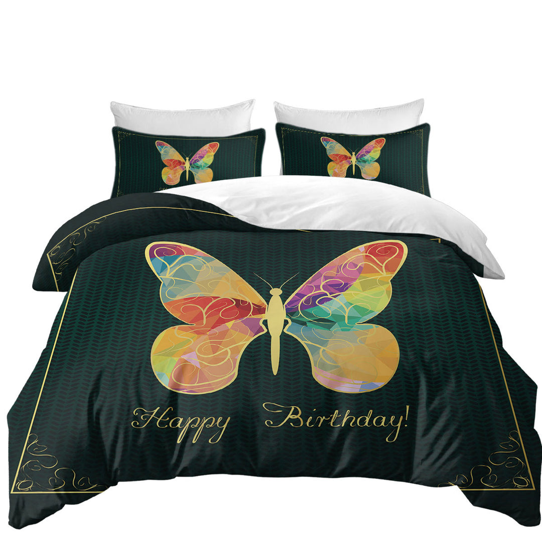Happy Birthday_ Butterfly Duvet Cover Queen