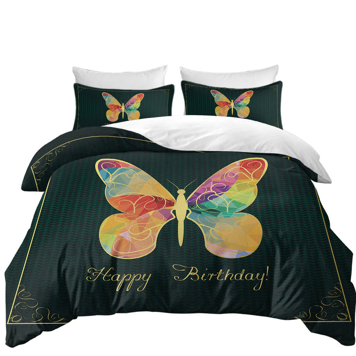 Happy Birthday_ Butterfly Duvet Cover Queen