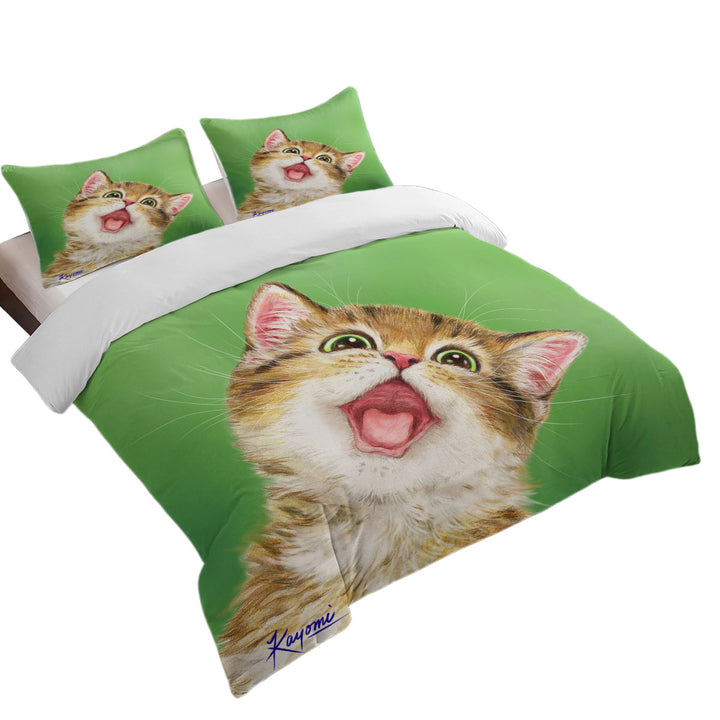 Happy Cute Kitty Cat for Kids Coverlets