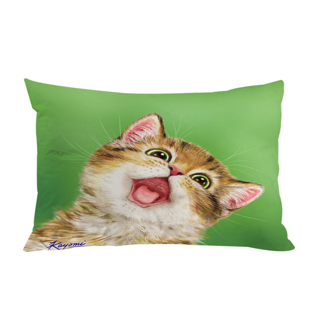 Happy Cute Kitty Cat for Kids King Pillow Cases