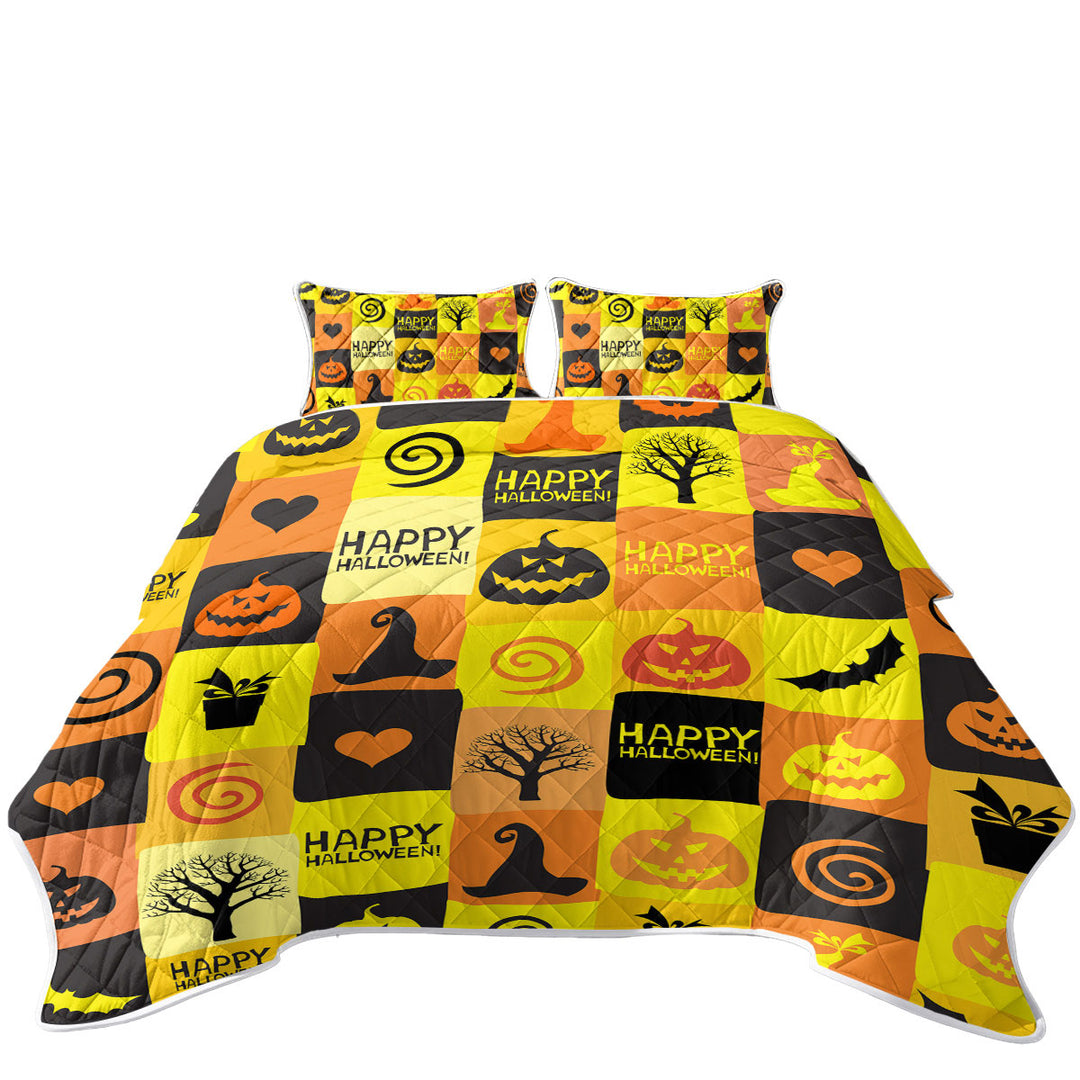 Happy Halloween Mix California King Quilt Sets