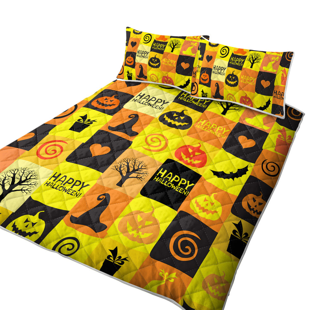 Happy Halloween Mix King Size Quilt Sets