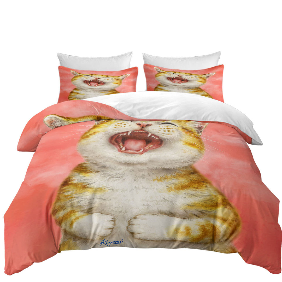 Happy Kitten Laughing Cute Ginger Cat Duvet Cover sale