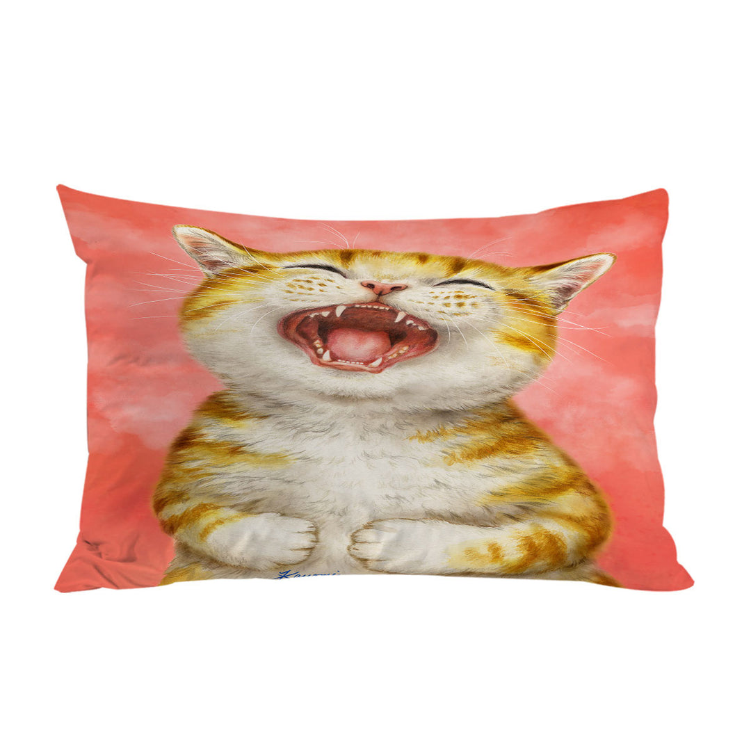 Happy Kitten Laughing Cute Ginger Cat Pillow Cases