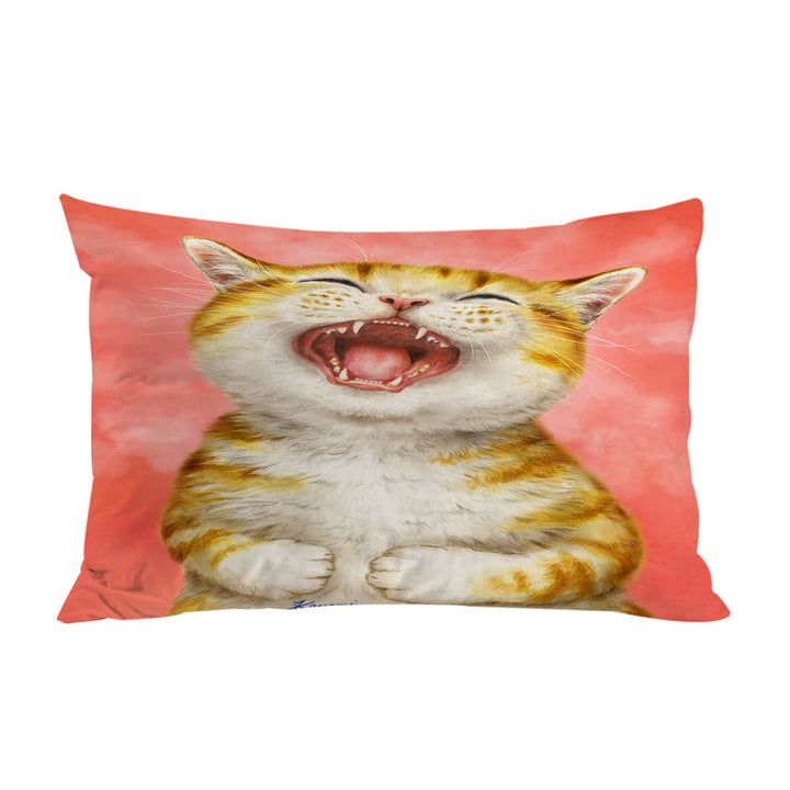 Happy Kitten Laughing Cute Ginger Cat Pillow Cases