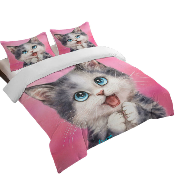 Happy Little Kitty Cute Cats Prints California King Duvet Cover