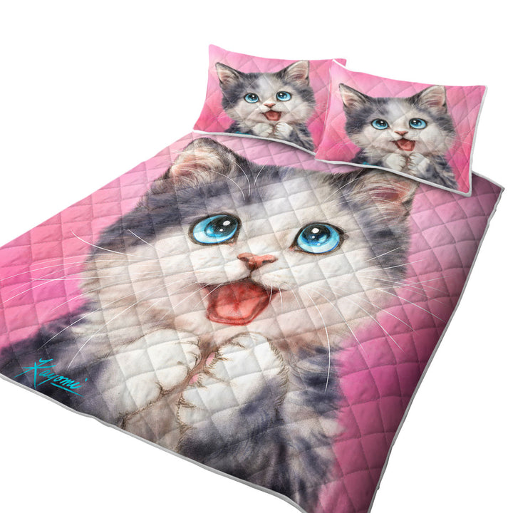 Happy Little Kitty Cute Cats Prints Quilt