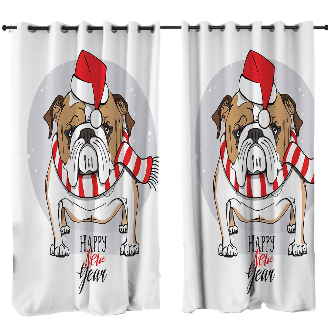 Happy New Year Funny Christmas Tough Bulldog Drapes