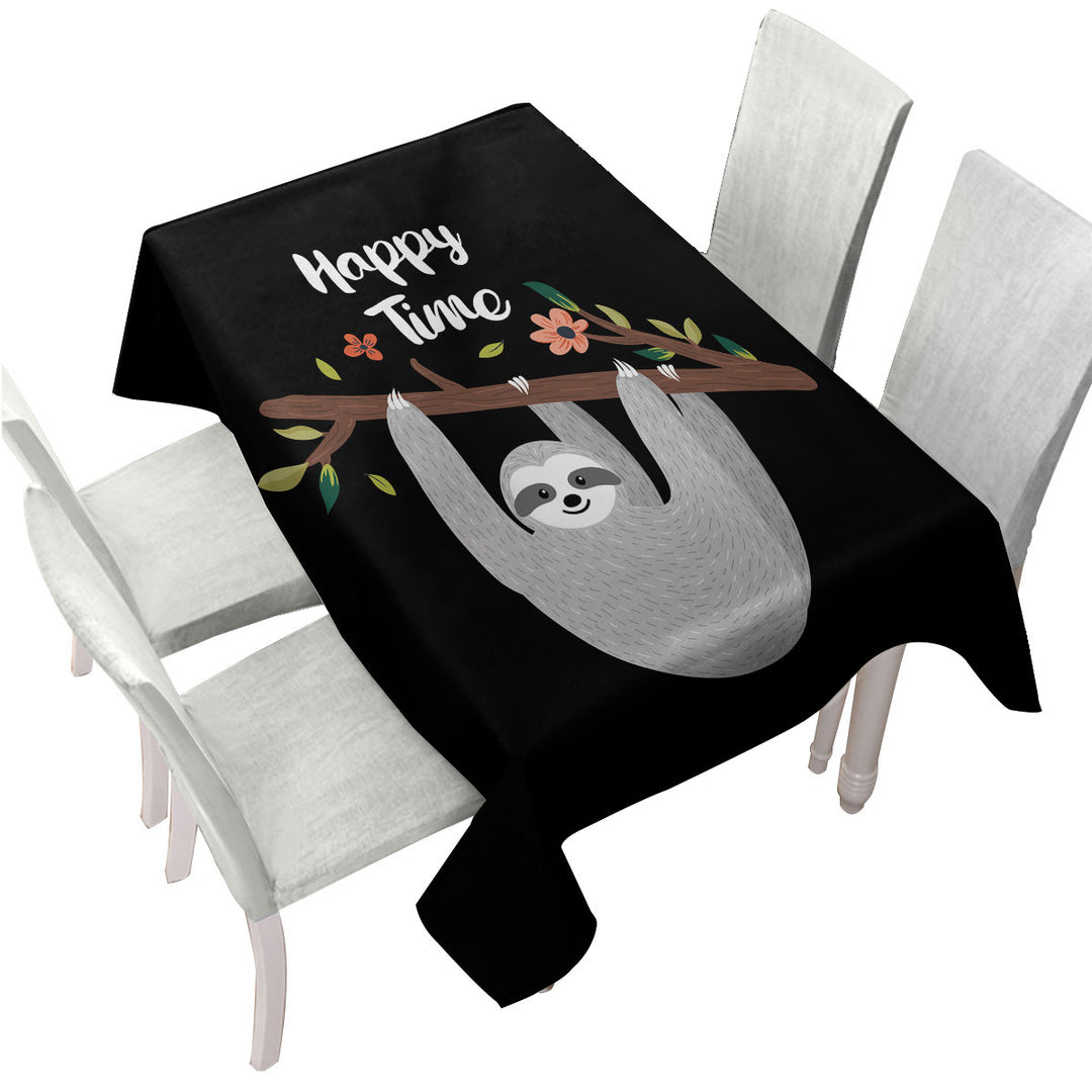 Happy Time Cute Sloth Tablecloth