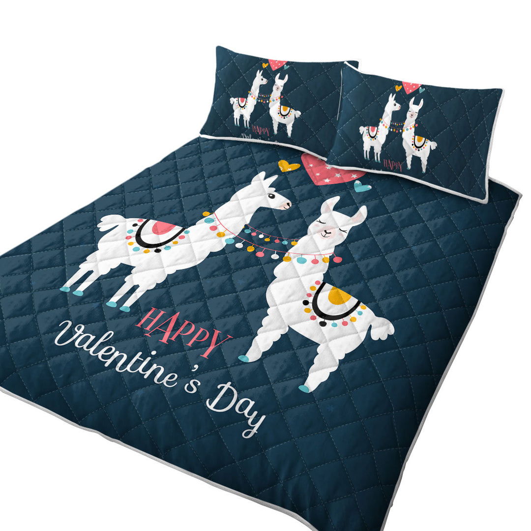 Happy Valentines Day Loving Llamas Coverlets