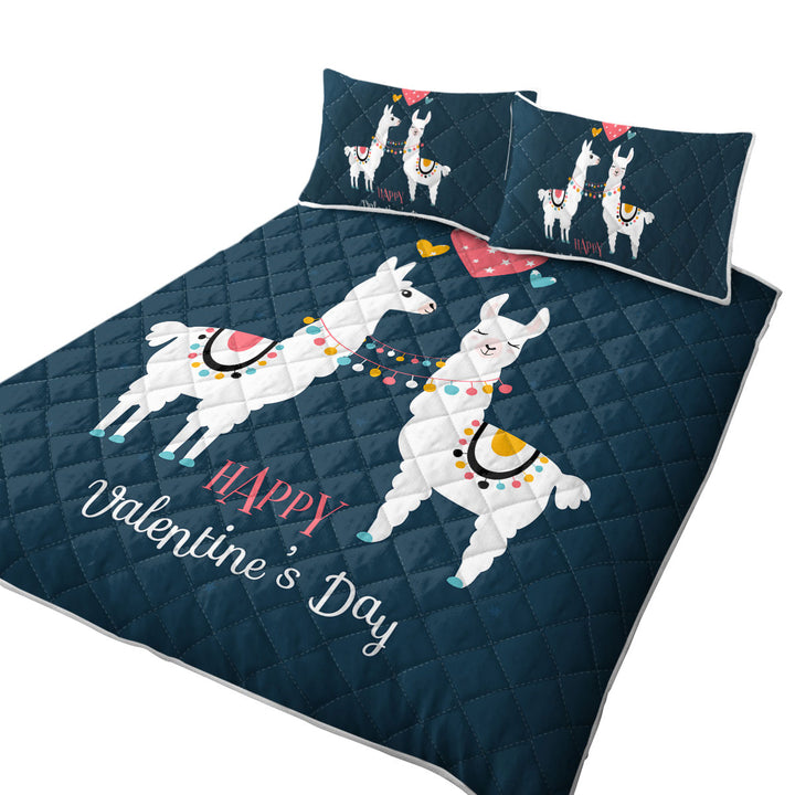 Happy Valentines Day Loving Llamas Coverlets