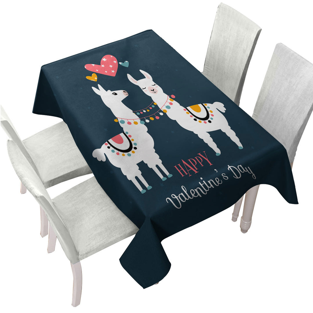 Happy Valentines Day Loving Llamas Custom tablecloths