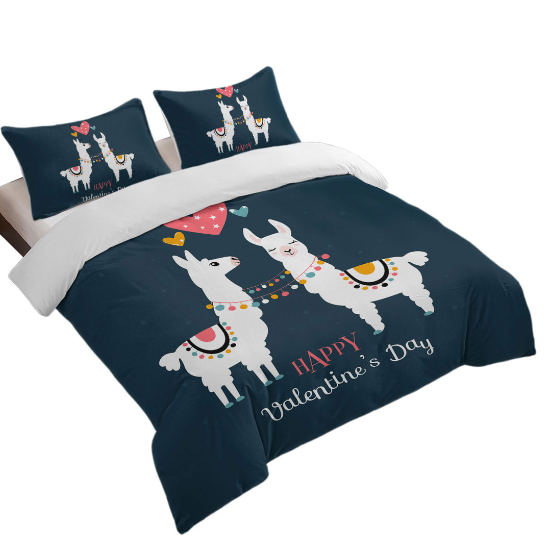 Happy Valentines Day Loving Llamas King Quilt Cover