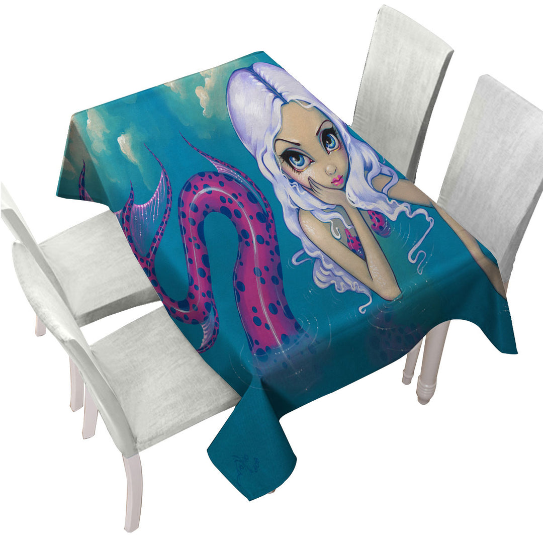 Haughty Mermaid Lovely Pink Spotted Tail Mermaid Tablecloths