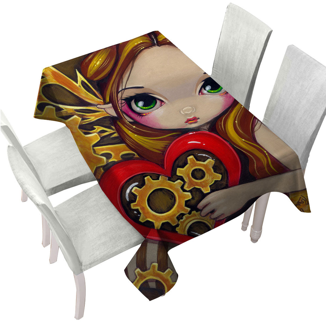 Heart Lovley Girl a Clockwork Valentine Custom tablecloths