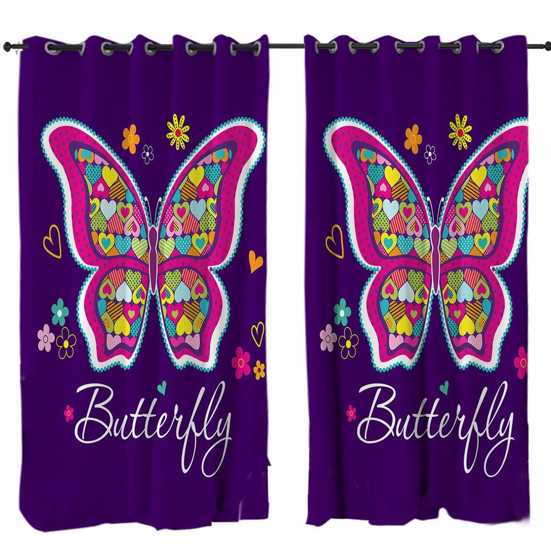 Heart Pattern Butterfly Curtains for Living Room