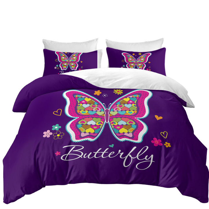 Heart Pattern Butterfly Duvet Cover