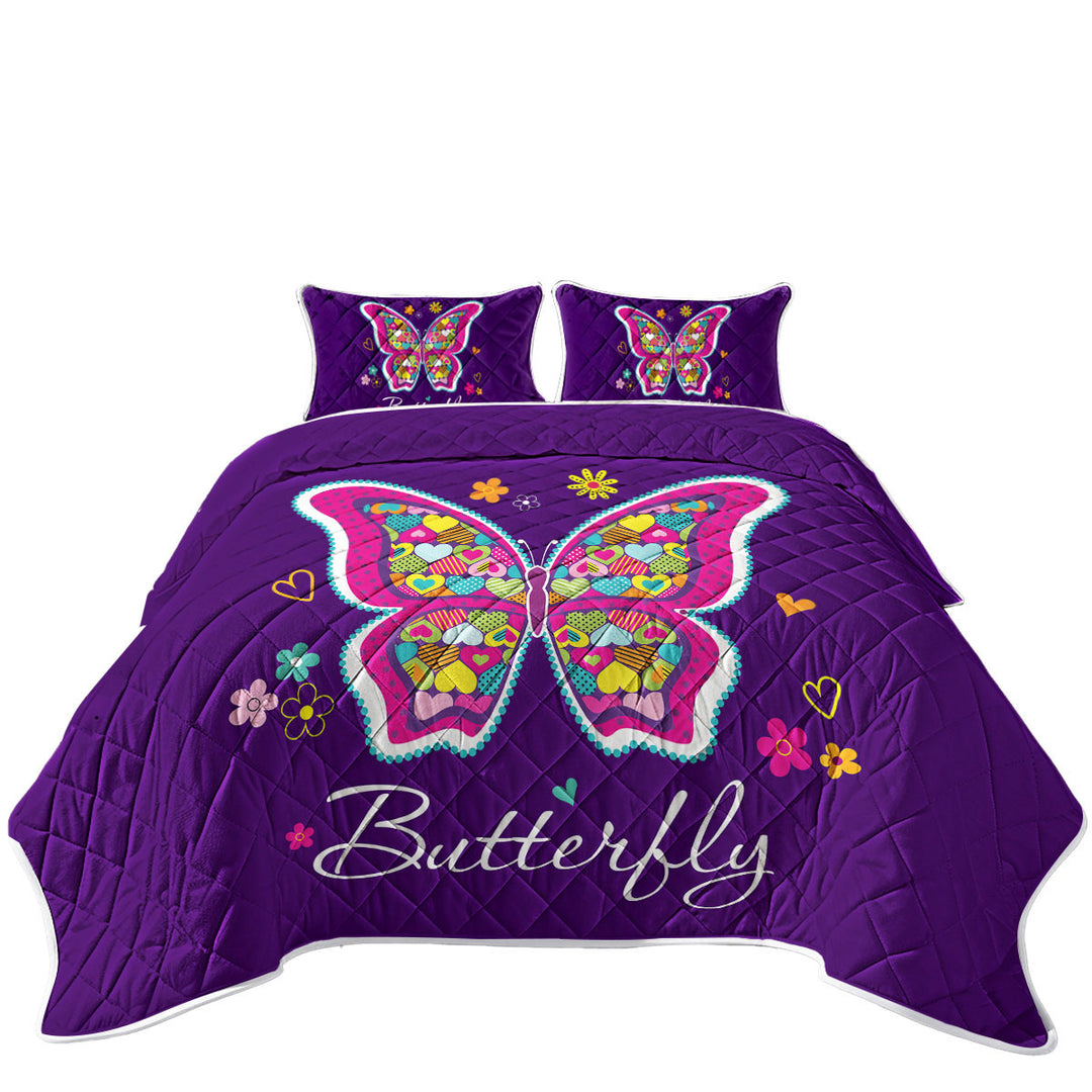 Heart Pattern Butterfly King Quilt