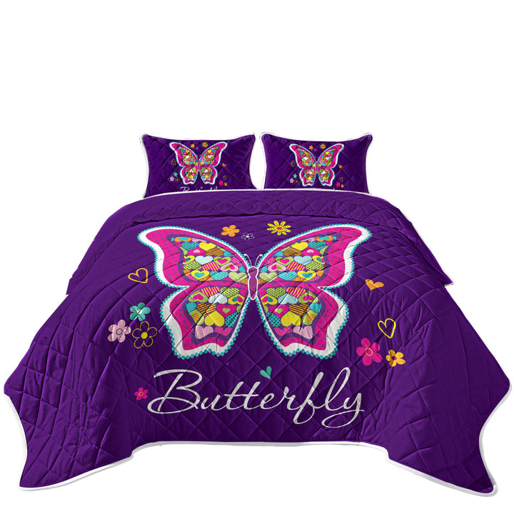 Heart Pattern Butterfly King Quilt